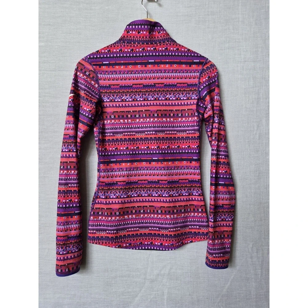 Nike Pro Dri-Fit Pullover 1/2 Zip Up Womens Pink Purple Geometric Top Small